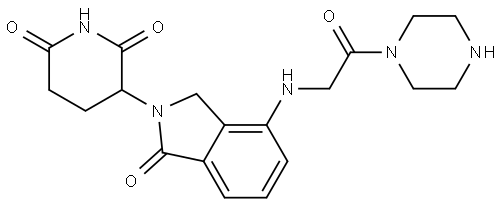 3-(1-oxo-4-((2-oxo-2-(piperazin-1-yl)ethyl)amino)isoindolin-2-yl)piperidine-2,6-dione Structure