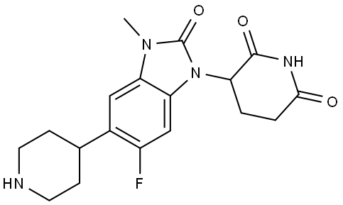 3-(6-fluoro-3-methyl-2-oxo-5-(piperidin-4-yl)-2,3-dihydro-1H-benzo[d]imidazol-1-yl)piperidine-2,6-dione Structure