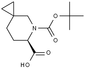 (R)-5-(叔丁氧基羰基)-5-氮杂螺[2.5]辛烷-6-羧酸 结构式