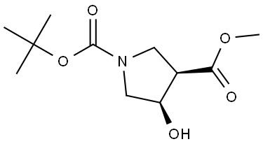 1-tert-butyl 3-methyl (3R,4R)-4-hydroxypyrrolidine-1,3-dicarboxylate 结构式