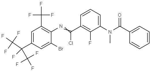 N-(2-BROMO-4-HEPTAFLUOROISOPROPYL-6-TRIFLUOROMETHYLPHENYL)-2-FLUORO-3-(N-METHYL-BENZAMIDO)BENZIMIDOYL CHLORIDE, 2920689-55-8, 结构式