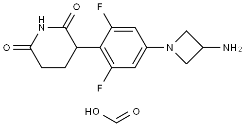 Formic acid, compd. with 3-[4-(3-amino-1-azetidinyl)-2,6-difluorophenyl]-2,6-piperidinedione (1:1) Structure