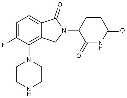 3-(5-Fluoro-1-oxo-4-(piperazin-1-yl)isoindoline-2-yl)piperidin-2,6-dione,2924580-20-9,结构式