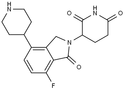 3-(7-Fluoro-1-oxo-4-(piperidin-4-yl)isoindoline-2-yl)piperidin-2,6-dione 结构式