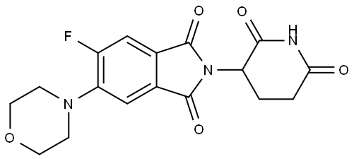 2-(2,6-dioxopiperidin-3-yl)-5-fluoro-6-morpholinoisoindoline-1,3-dione Struktur