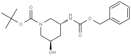 tert-butyl (3R,5R)-3-(((benzyloxy)carbonyl)amino)-5-hydroxypiperidine-1-carboxylate Structure