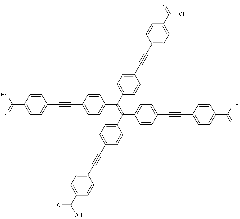 (4,4',4'',4'''-((ethene-1,1,2,2-tetrayltetrakis(benzene-4,1-diyl))tetrakis(ethyne-2,1-diyl))tetrabenzoic acid) Structure