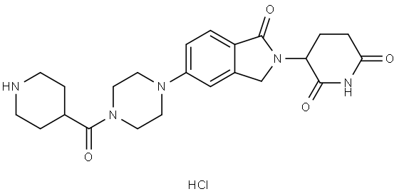 3-(1-oxo-5-(4-(piperidine-4-carbonyl)piperazin-1-yl)isoindolin-2-yl)piperidine-2,6-dione hydrochloride Structure