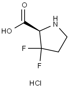 (2R)-3,3-difluoropyrrolidine-2-carboxylic acid hydrochloride 结构式