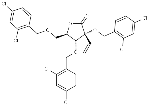(3R,4R,5R)-3,4-bis[(2,4-dichlorophenyl)methoxy]-5-[(2,4-dichlorophenyl)methoxymethyl]-3-vinyl-tetrahydrofuran-2-one,2940860-88-6,结构式