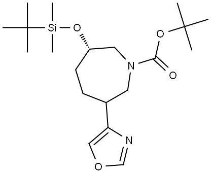 tert-butyl (3S)-3-[tert-butyl(dimethyl)silyl]oxy-6-oxazol-4-yl-azepane-1-carboxylate Struktur