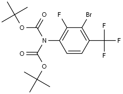 tert-butyl N-[3-bromo-2-fluoro-4-(trifluoromethyl)phenyl]-N-tert-butoxycarbonyl-carbamate 化学構造式
