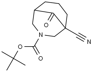 tert-butyl 1-cyano-9-oxo-3-azabicyclo[3.3.1]nonane-3-carboxylate Struktur