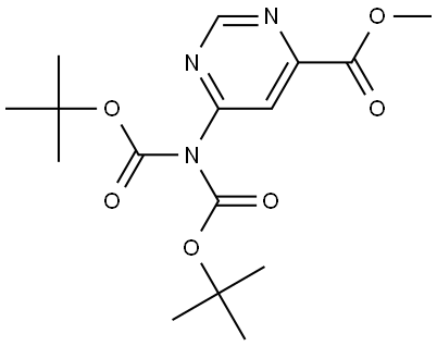 methyl 6-[bis(tert-butoxycarbonyl)amino]pyrimidine-4-carboxylate 结构式