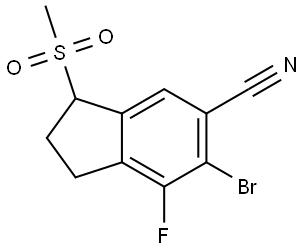 6-bromo-7-fluoro-3-(methylsulfonyl)-2,3-dihydro-1H-indene-5-carbonitrile Structure