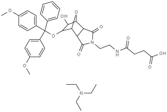 triethylamine 4-((2-(5-(bis(4-methoxyphenyl)(phenyl)methoxy)-6-hydroxy-1,3-dioxohexahydro-1H-4,7-epoxyisoindol-2(3H)-yl)ethyl)amino)-4-oxobutanoate,2943118-52-1,结构式