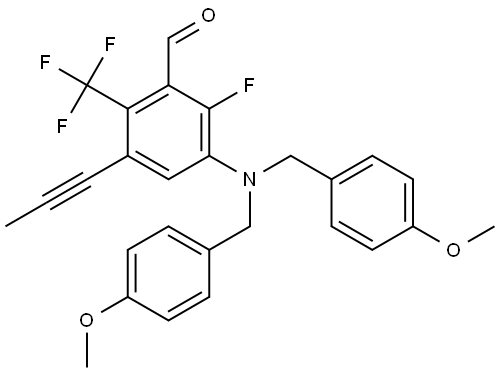 3-(bis(4-methoxybenzyl)amino)-2-fluoro-5-(prop-1-yn-1-yl)-6-(trifluoromethyl)benzaldehyde,2960172-58-9,结构式