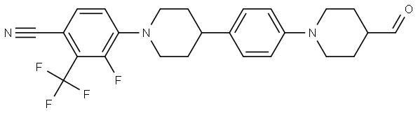 3-fluoro-4-(4-(4-(4-formylpiperidin-1-yl)phenyl)piperidin-1-yl)-2-(trifluoromethyl)benzonitrile,2960181-80-8,结构式
