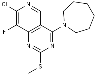 4-(azepan-1-yl)-7-chloro-8-fluoro-2-methylsulfanylpyrido[4,3-d]pyrimidine Structure