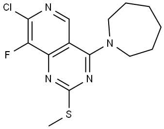 4-(azepan-1-yl)-7-chloro-8-fluoro-2-methylsulfanylpyrido[4,3-d]pyrimidine,2961000-42-8,结构式