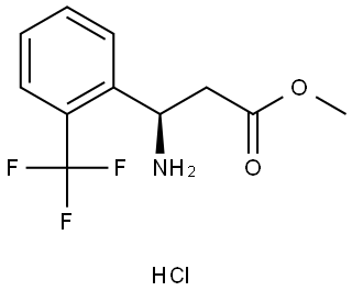 (3R)-3-氨基-3-[2-(三氟甲基)苯基]丙酸甲酯盐酸盐, 2988842-94-8, 结构式