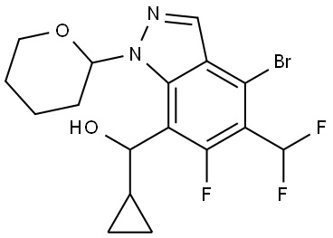 1H-Indazole-7-methanol, 4-bromo-α-cyclopropyl-5-(difluoromethyl)-6-fluoro-1-(tetrahydro-2H-pyran-2-yl)- Structure