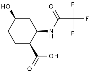 Cyclohexanecarboxylic acid, 4-hydroxy-2-[(2,2,2-trifluoroacetyl)amino]-, (1S,2R,4R)- Struktur