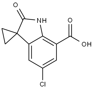 Spiro[cyclopropane-1,3′-[3H]indole]-7′-carboxylic acid, 5′-chloro-1′,2′-dihydro-2′-oxo- Structure