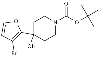 tert-butyl 4-(3-bromofuran-2-yl)-4-hydroxypiperidine-1-carboxylate 结构式