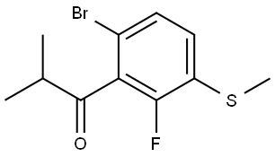 1-(6-bromo-2-fluoro-3-(methylthio)phenyl)-2-methylpropan-1-one Structure