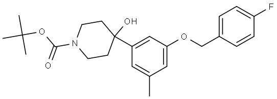 tert-butyl 4-(3-((4-fluorobenzyl)oxy)-5-methylphenyl)-4-hydroxypiperidine-1-carboxylate Structure