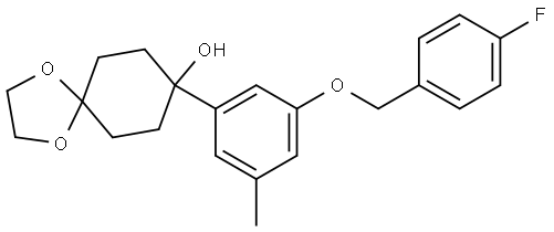 8-(3-((4-fluorobenzyl)oxy)-5-methylphenyl)-1,4-dioxaspiro[4.5]decan-8-ol Structure