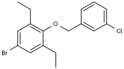 5-bromo-2-((3-chlorobenzyl)oxy)-1,3-diethylbenzene Struktur
