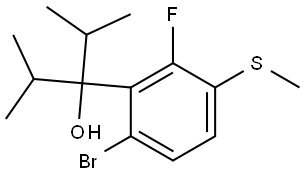 3-(6-bromo-2-fluoro-3-(methylthio)phenyl)-2,4-dimethylpentan-3-ol,3002537-73-4,结构式