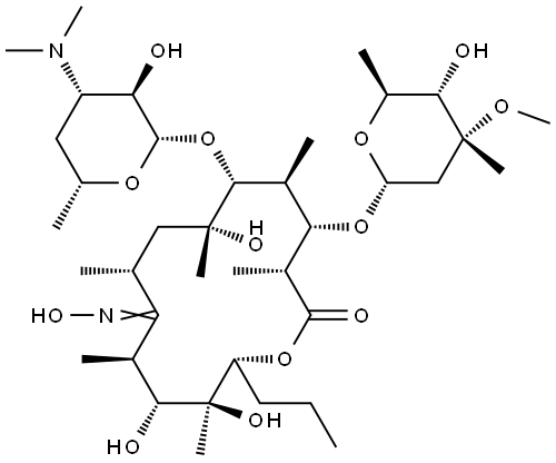 Erythromycin, 13-deethyl-13-propyl-, 9-oxime (9CI) Structure