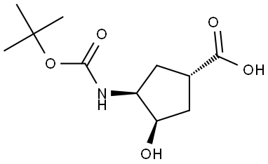 (1S,3S,4R)-3-((叔丁氧基羰基)氨基)-4-羟基环戊烷羧酸,3009118-56-0,结构式