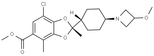 methyl (R)-7-chloro-2-(trans-4-(3-methoxyazetidin-1-yl)cyclohexyl)-2,4-dimethylbenzo[d][1,3]dioxole-5-carboxylate Structure