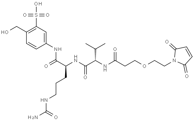 Mal-PEG1-Val-Cit-Sulfo-PAB 结构式