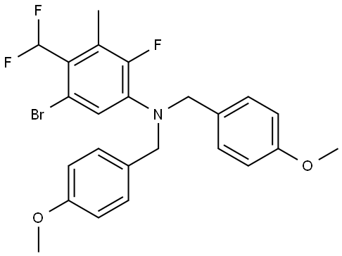 5-bromo-4-(difluoromethyl)-2-fluoro-N,N-bis(4-methoxybenzyl)-3-methylaniline Struktur