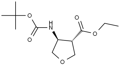 (3S,4S)-4-((叔丁氧基羰基)氨基)四氢呋喃-3-羧酸乙酯 结构式