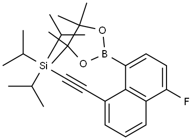((5-氟-8-(4,4,5,5-四甲基-1,3,2-二氧硼杂环戊烷-2-基)萘-1-基)乙炔基)三异丙基硅烷, 3023467-69-5, 结构式