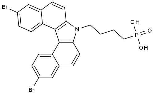 (4-(3,11-dibromo-7H-dibenzo[c,g]carbazol-7-yl)butyl)phosphonic acid 化学構造式