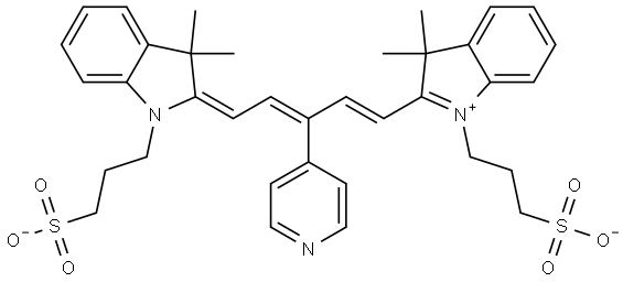 3-((E)-2-((2Z,4E)-5-(3,3-dimethyl-1-(3-sulfonatopropyl)-3H-indol-1-ium-2-yl)-3-(1-methylpyridin-1-ium-4-yl)penta-2,4-dien-1-ylidene)-3,3-dimethylindolin-1-yl)propane-1-sulfonate 结构式