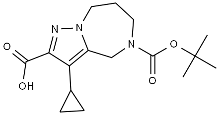 5-(tert-Butoxycarbonyl)-3-cyclopropyl-5,6,7,8-tetrahydro-4H-pyrazolo[1,5-a][1,4]diazepine-2-carboxylic acid Struktur