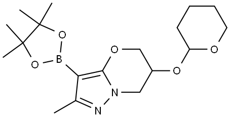 Ethyl-6-((tetrahydro-2H-pyran-2-yl)oxy)-3-(4,4,5,5-tetramethyl-1,3,2-dioxaborolan-2-yl)-6,7-dihydro-5H-pyrazolo[5,1-b][1,3]oxazine Structure