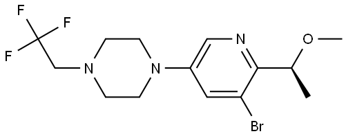 1-[5-bromo-6-[(1S)-1-methoxyethyl]-3-pyridyl]-4-(2,2,2-trifluoroethyl)piperazine 化学構造式