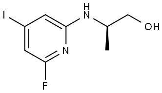 (R)-2-((6-fluoro-4-iodopyridin-2-yl)amino)propan-1-ol 化学構造式