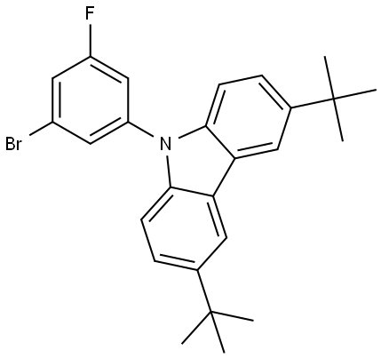 9H-Carbazole, 9-(3-bromo-5-fluorophenyl)-3,6-bis(1,1-dimethylethyl)- 结构式