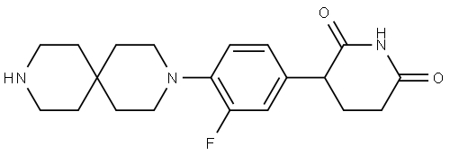 3-[4-(3,9-diazaspiro[5.5]undecan-3-yl)-3-fluoro-phenyl]piperidine-2,6-dione Structure