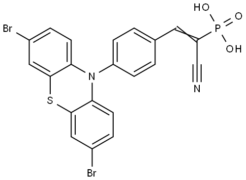 (E)-(1-CYANO-2-(4-(3,7-DIBROMO-10H-PHENOTHIAZIN-10-YL)PHENYL)VINYL)PHOSPHONIC ACID,3034871-17-2,结构式